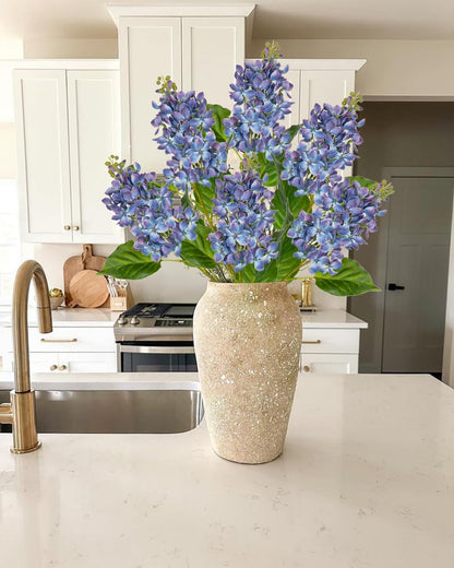 Artificial Lilac Flowers 30" Tall – Set of 3 Silk Lilac Flower Stems for Home Decor, Wedding Centerpieces, Faux Floral Arrangements – Blue Artificial Flowers for Vase, Spring & Farmhouse Décor