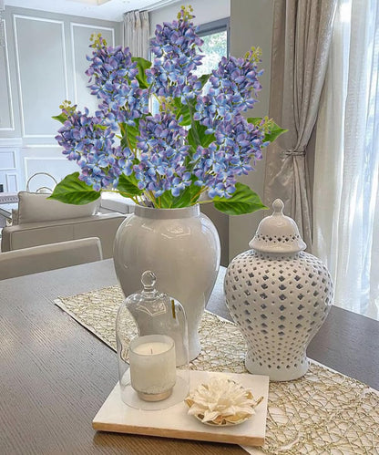 Artificial Lilac Flowers 30" Tall – Set of 3 Silk Lilac Flower Stems for Home Decor, Wedding Centerpieces, Faux Floral Arrangements – Blue Artificial Flowers for Vase, Spring & Farmhouse Décor