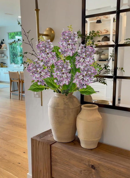 Artificial Lilac Flowers 30" Tall – Set of 3 Silk Lilac Flower Stems for Home Decor, Wedding Centerpieces, Faux Floral Arrangements – Blue Artificial Flowers for Vase, Spring & Farmhouse Décor