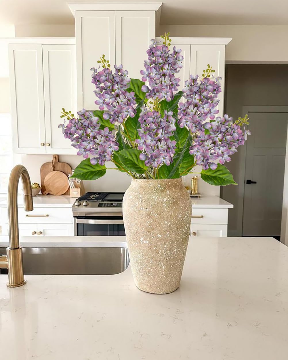 Artificial Lilac Flowers 30" Tall – Set of 3 Silk Lilac Flower Stems for Home Decor, Wedding Centerpieces, Faux Floral Arrangements – Blue Artificial Flowers for Vase, Spring & Farmhouse Décor