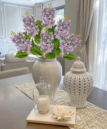 Artificial Lilac Flowers 30" Tall – Set of 3 Silk Lilac Flower Stems for Home Decor, Wedding Centerpieces, Faux Floral Arrangements – Blue Artificial Flowers for Vase, Spring & Farmhouse Décor