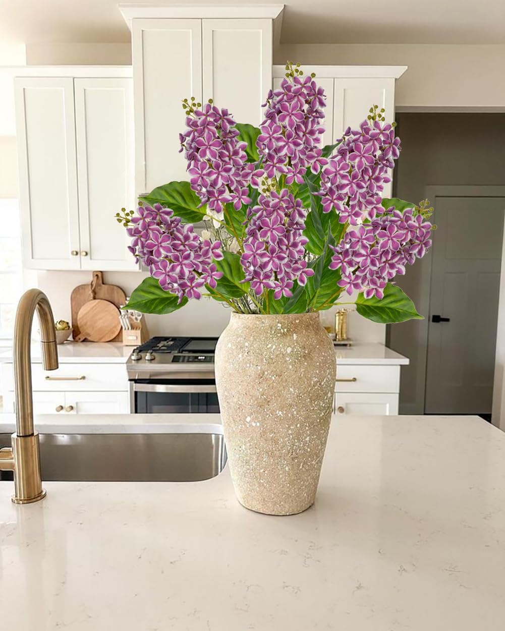 Artificial Lilac Flowers 30" Tall – Set of 3 Silk Lilac Flower Stems for Home Decor, Wedding Centerpieces, Faux Floral Arrangements – Blue Artificial Flowers for Vase, Spring & Farmhouse Décor