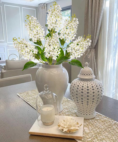Artificial Lilac Flowers 30" Tall – Set of 3 Silk Lilac Flower Stems for Home Decor, Wedding Centerpieces, Faux Floral Arrangements – Blue Artificial Flowers for Vase, Spring & Farmhouse Décor