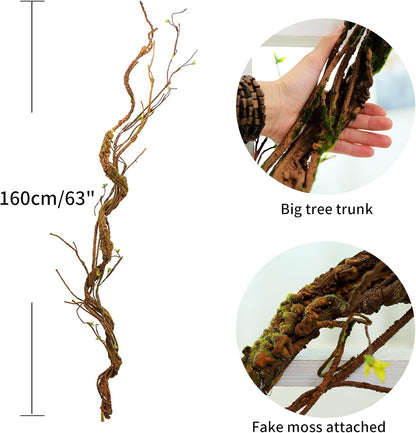 63" Faux Tree Trunk Branch Wall Hanging Grape Vines Spooky Decor