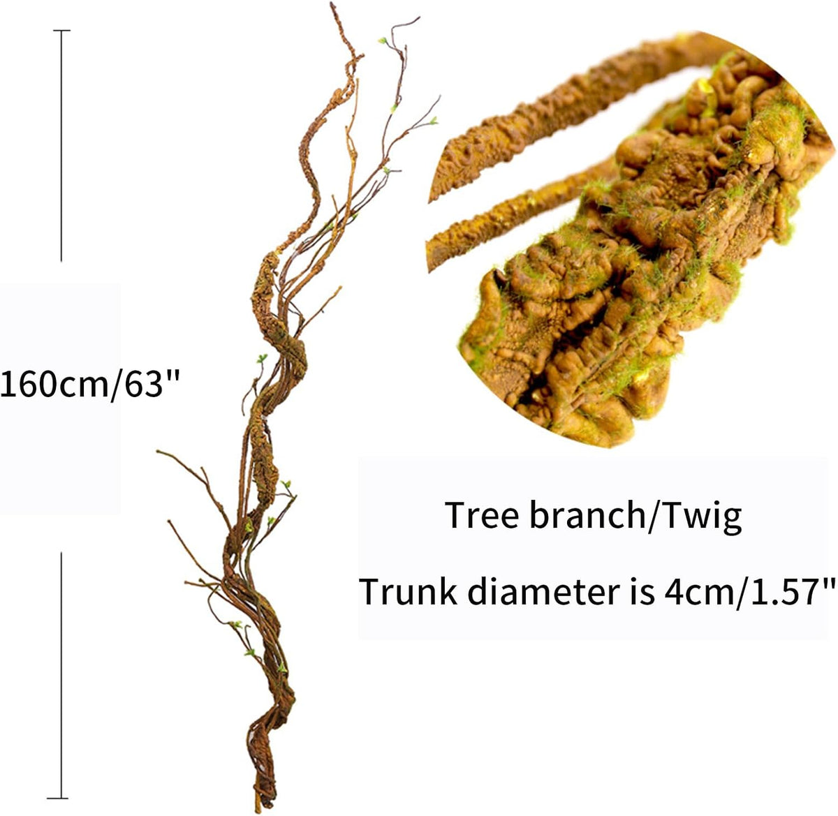 63" Faux Tree Trunk Branch Wall Hanging Grape Vines Spooky Decor