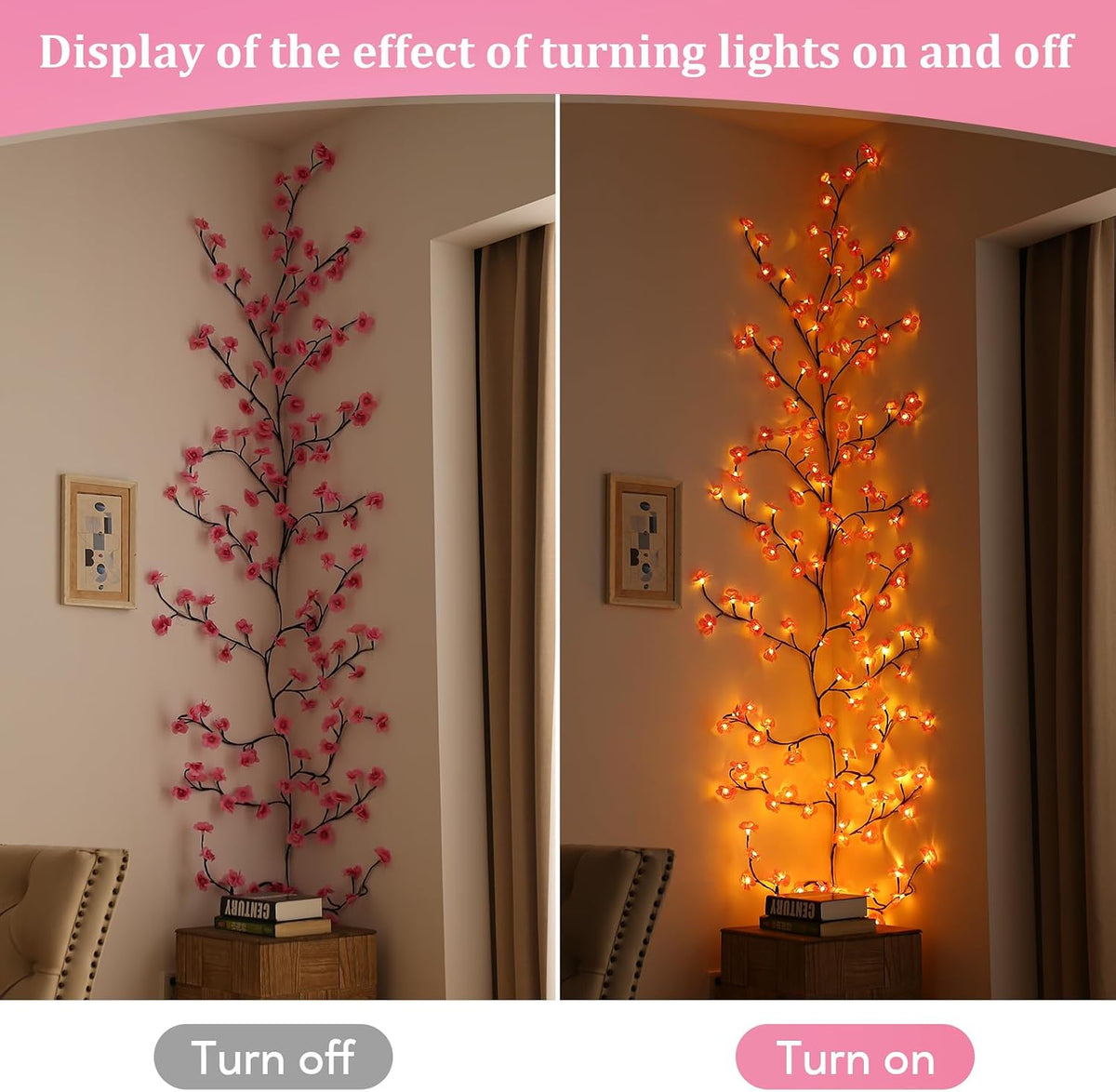 Enchanted Willow Vine Lights with Remote, Christmas Swags Decorations Indoor Room Decor, 18 Branches 144 LEDs Lighted Willow Vine Lights for Walls Bedroom Home Decor