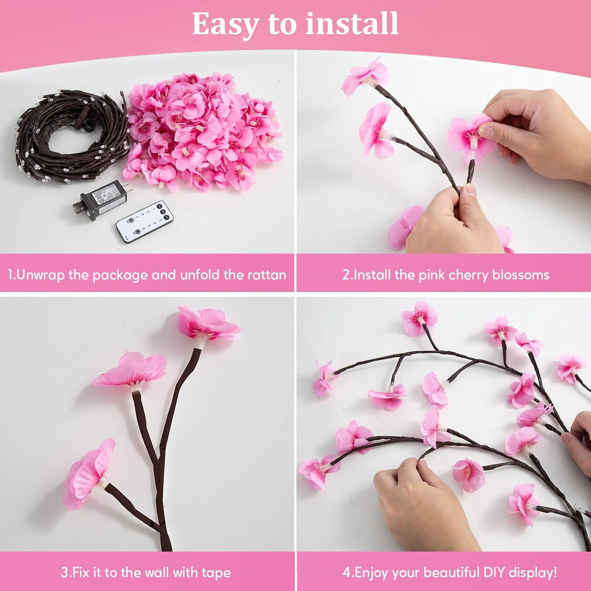 Enchanted Willow Vine Lights with Remote, Christmas Swags Decorations Indoor Room Decor, 18 Branches 144 LEDs Lighted Willow Vine Lights for Walls Bedroom Home Decor
