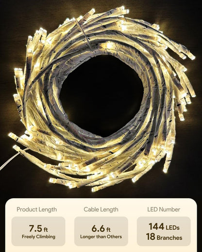 Enchanted Willow Vine Lights with Remote, Christmas Swags Decorations Indoor Room Decor, 18 Branches 144 LEDs Lighted Willow Vine Lights for Walls Bedroom Home Decor