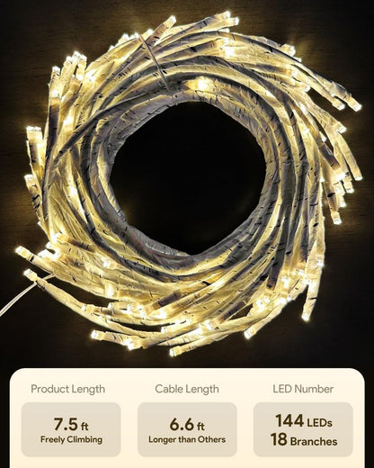 Enchanted Willow Vine Lights with Remote, Christmas Swags Decorations Indoor Room Decor, 18 Branches 144 LEDs Lighted Willow Vine Lights for Walls Bedroom Home Decor
