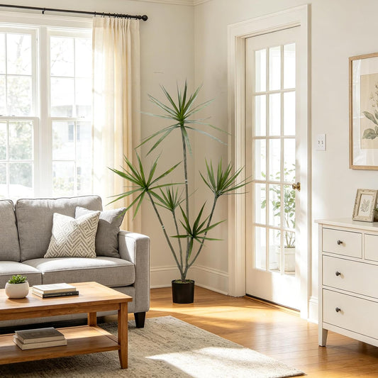 6ft Dracaena Artificial Plant Faux Trees Indoor Realistic Floor Plant | Dracaena Marginata Tree Fake Plant Tall Artificial Trees for Home Decor Indoor Office Living Room Patio Greening Porch