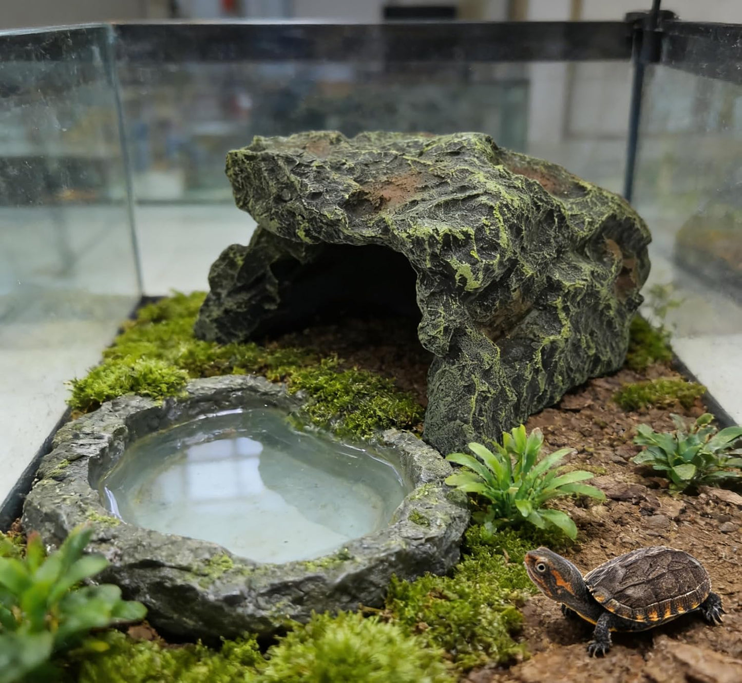 Reptile Hideout Cave Resin Aquarium Fish Hide Rock Terrarium Habitat Decor