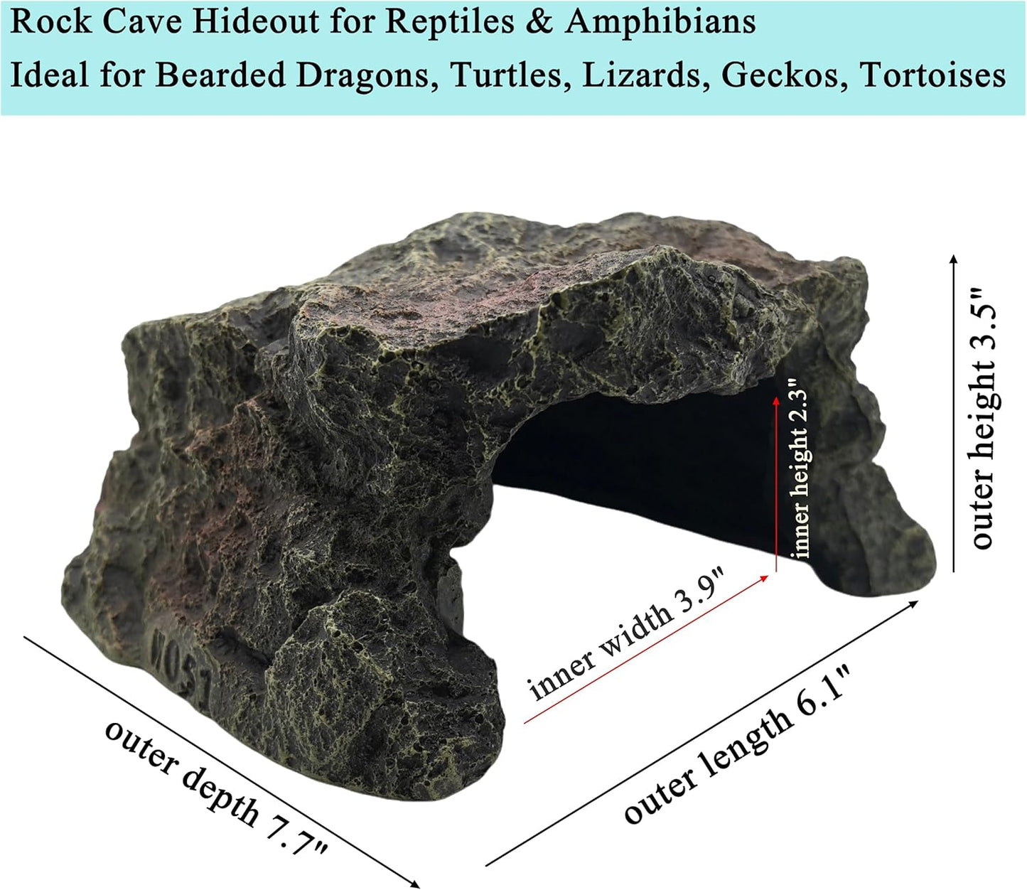 Reptile Hideout Cave Resin Aquarium Fish Hide Rock Terrarium Habitat Decor