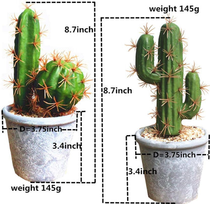 Artificial Succulent Plants,Fake Cactus Decorative Plants - Artificial Cacti with Gray Pots Planters,Artificial Faux Cactus for Home Décor House Office Ornaments