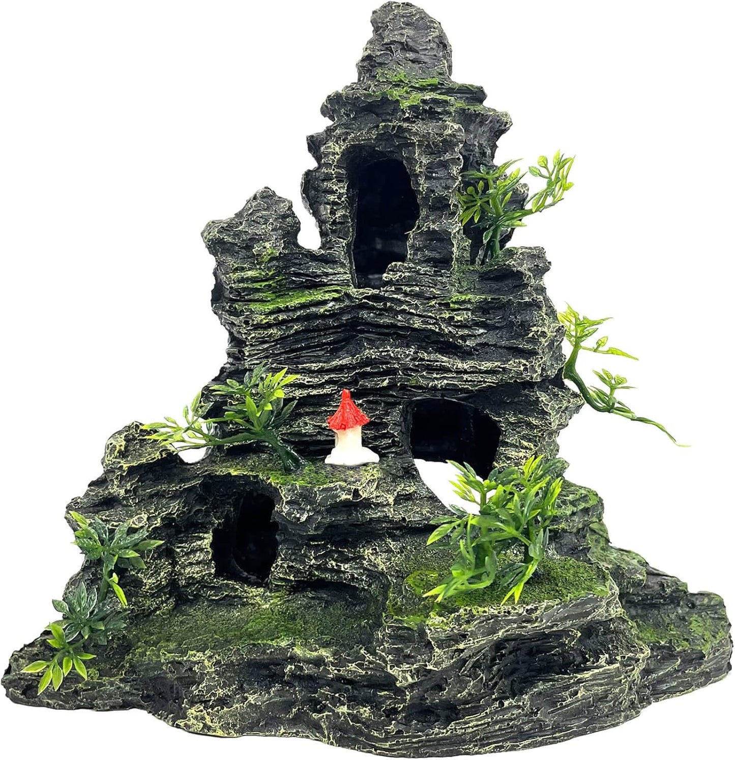 Aquarium Mountain View Stone Ornament Tree Rock Cave Aquarium Decorations Large and Tall Extra Large Aquarium Decorations for Fish Tank Decorations for Fish Tank - 14 Inches High