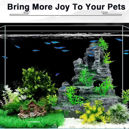 Aquarium Mountain View Stone Ornament Tree Rock Cave Aquarium Decorations Large and Tall Extra Large Aquarium Decorations for Fish Tank Decorations for Fish Tank - 14 Inches High
