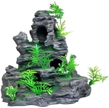 Aquarium Mountain View Stone Ornament Tree Rock Cave Aquarium Decorations Large and Tall Extra Large Aquarium Decorations for Fish Tank Decorations for Fish Tank - 14 Inches High