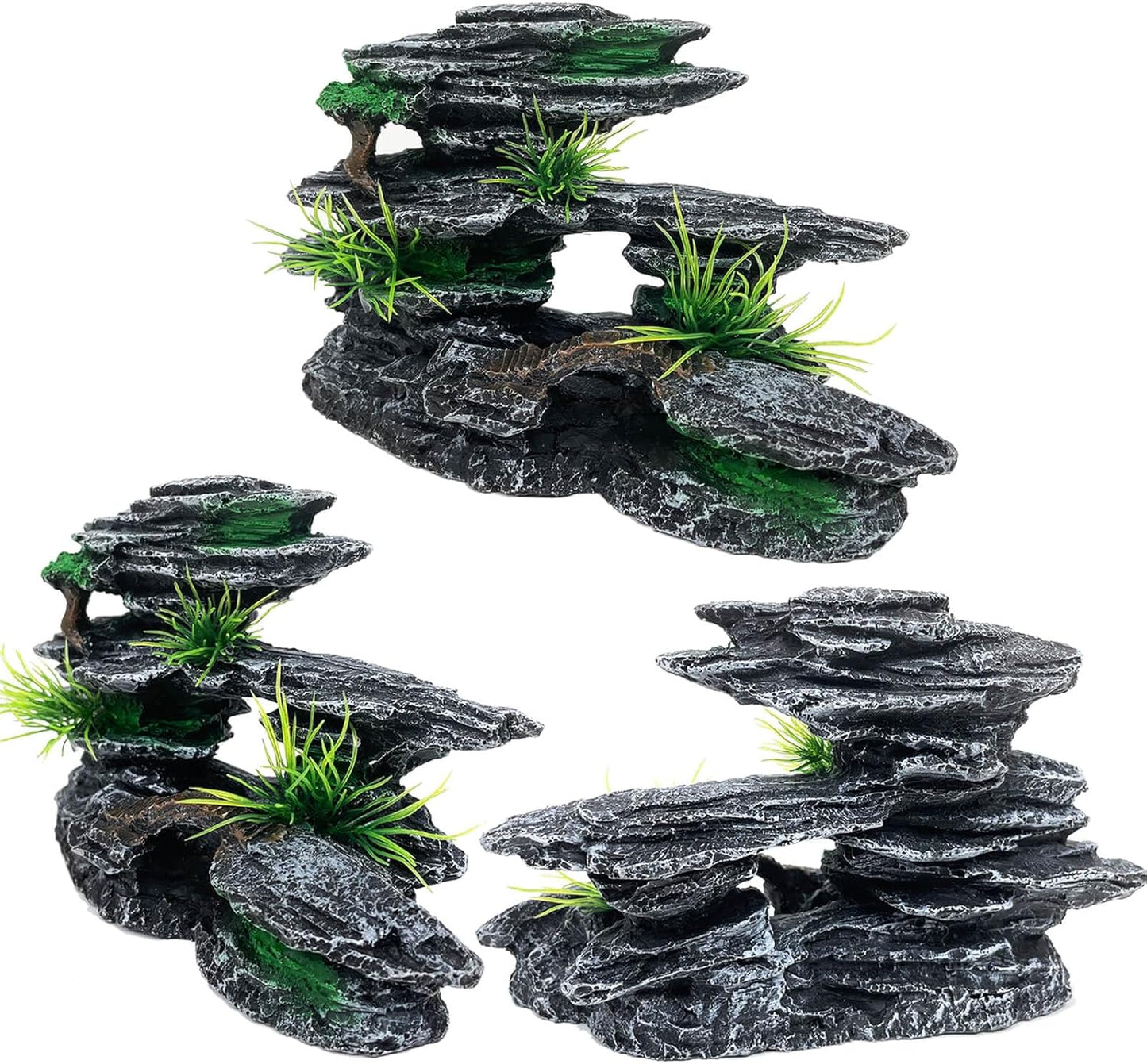 Aquarium Mountain View Stone Ornament Tree Rock Cave Aquarium Decorations Large and Tall Extra Large Aquarium Decorations for Fish Tank Decorations for Fish Tank - 14 Inches High