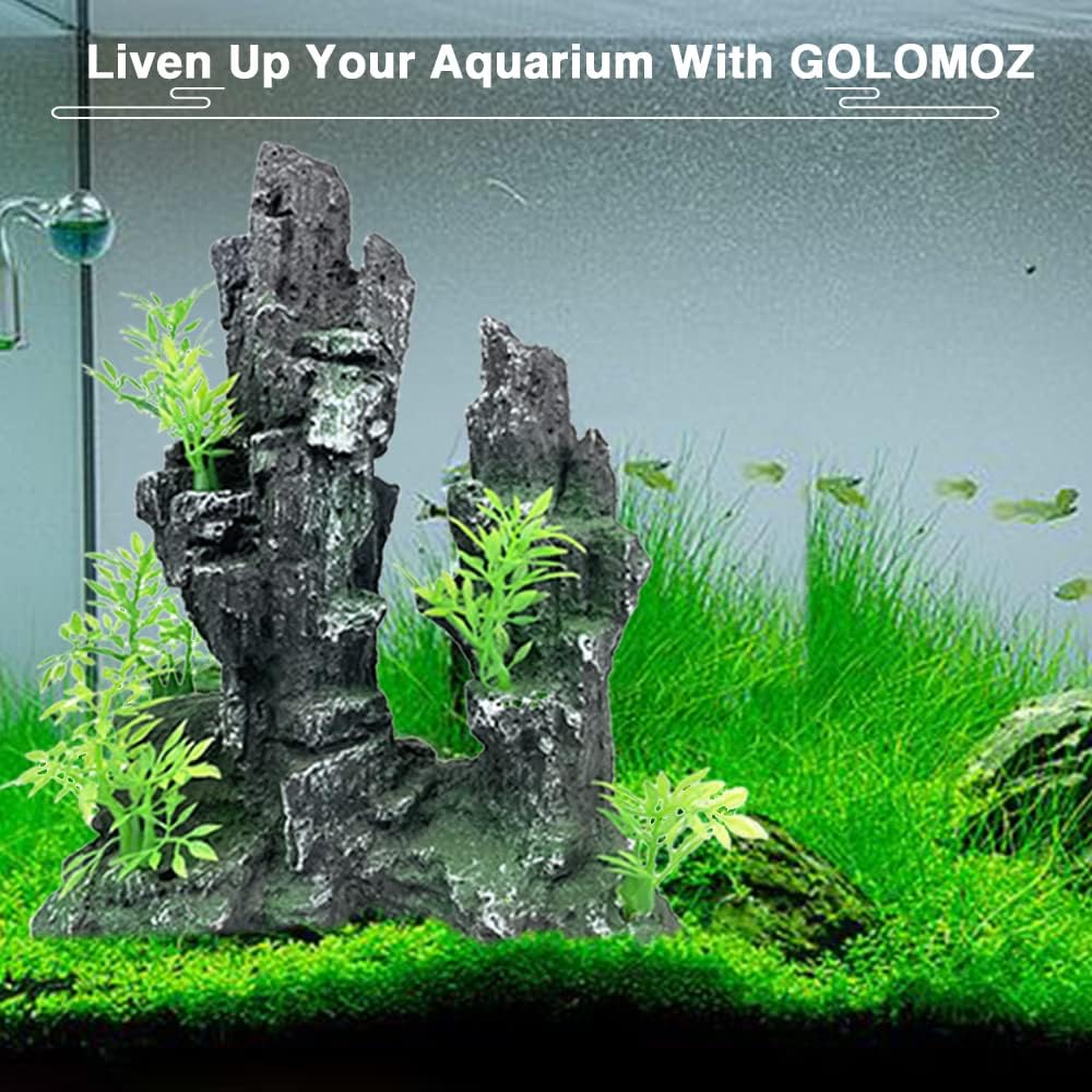 Aquarium Mountain View Stone Ornament Tree Rock Cave Aquarium Decorations Large and Tall Extra Large Aquarium Decorations for Fish Tank Decorations for Fish Tank - 14 Inches High