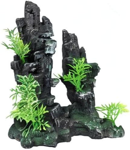 Aquarium Mountain View Stone Ornament Tree Rock Cave Aquarium Decorations Large and Tall Extra Large Aquarium Decorations for Fish Tank Decorations for Fish Tank - 14 Inches High