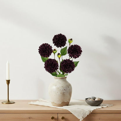 Purple-Pink Dahlia Artificial Flowers 5Pcs Fake Dahlia Flowers for Decoration Silk Flower with Long Stem 17" Floral Arrangements Bouquets Indoors Outdoors Faux Dahlias Centerpieces Home Decor