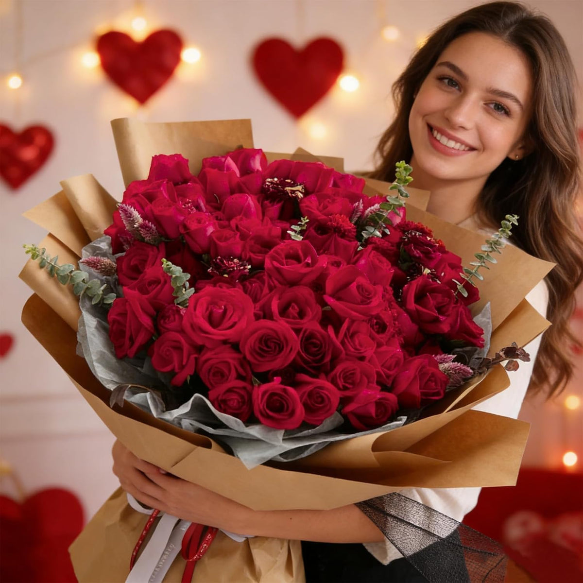 100 Pcs Red Fake Roses Bulk Artificial Flowers, Artificial Velvet Silk Roses Bouquet with Stems for Wedding Decoration, Fake Flowers in Vase Valentines Day Floral Arrangement Centerpiece Home Decor