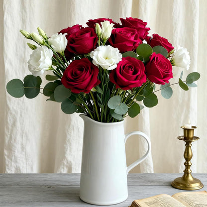 100 Pcs Red Fake Roses Bulk Artificial Flowers, Artificial Velvet Silk Roses Bouquet with Stems for Wedding Decoration, Fake Flowers in Vase Valentines Day Floral Arrangement Centerpiece Home Decor