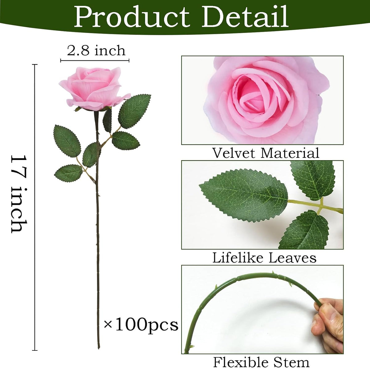100 Pcs Red Fake Roses Bulk Artificial Flowers, Artificial Velvet Silk Roses Bouquet with Stems for Wedding Decoration, Fake Flowers in Vase Valentines Day Floral Arrangement Centerpiece Home Decor