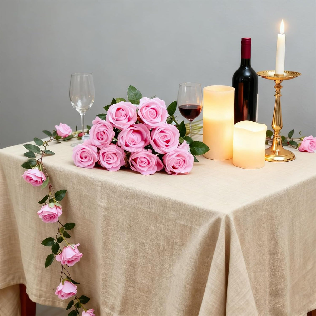 100 Pcs Red Fake Roses Bulk Artificial Flowers, Artificial Velvet Silk Roses Bouquet with Stems for Wedding Decoration, Fake Flowers in Vase Valentines Day Floral Arrangement Centerpiece Home Decor