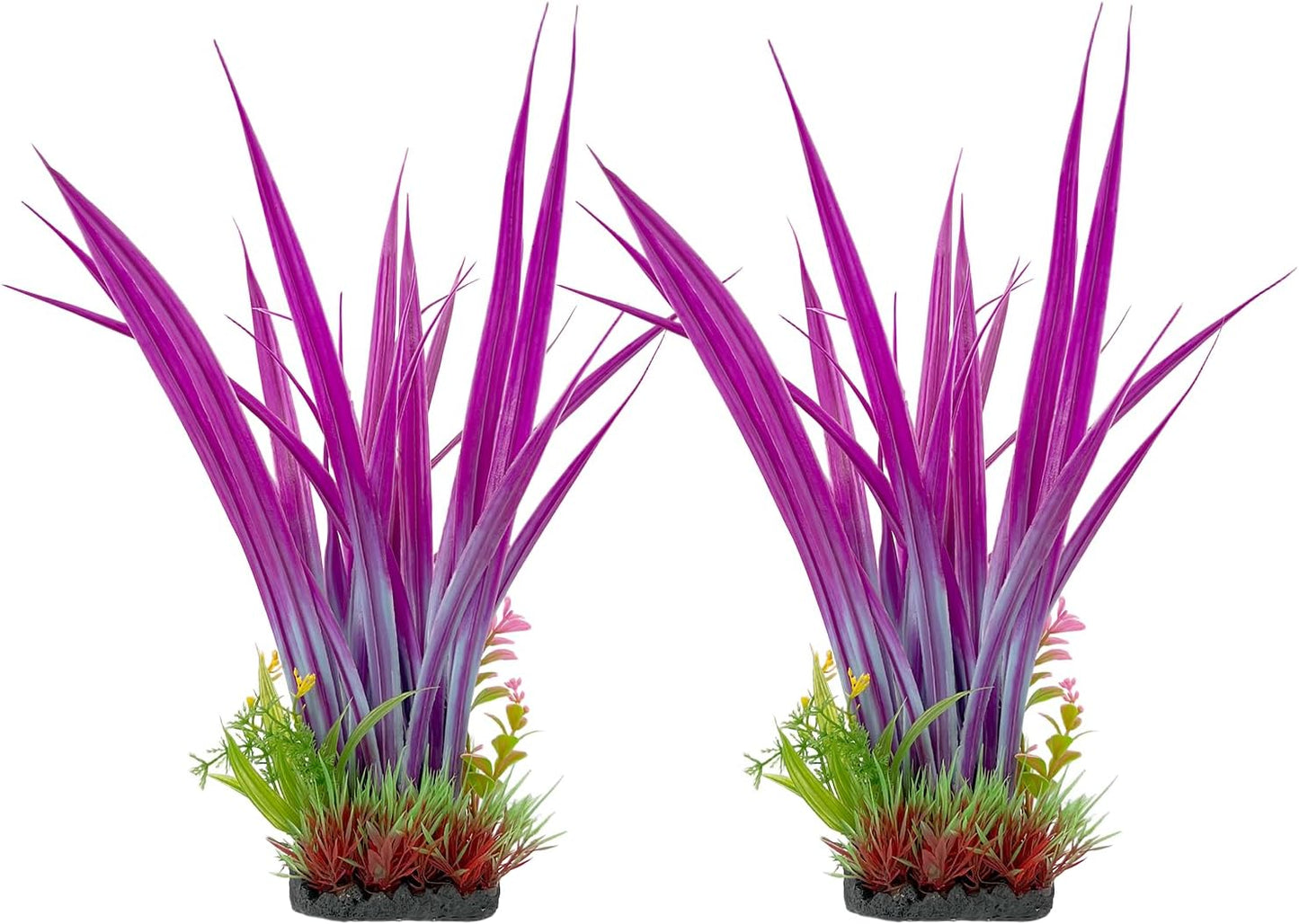 Aquarium Plants Plastic, 2-Pack, 14.2-inch-Tall Artificial Aquarium Plants, Decorations for Medium to Large Aquariums, Safe for All Fish (Green)
