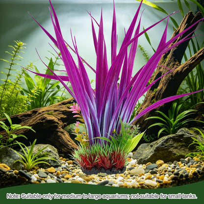 Aquarium Plants Plastic, 2-Pack, 14.2-inch-Tall Artificial Aquarium Plants, Decorations for Medium to Large Aquariums, Safe for All Fish (Green)