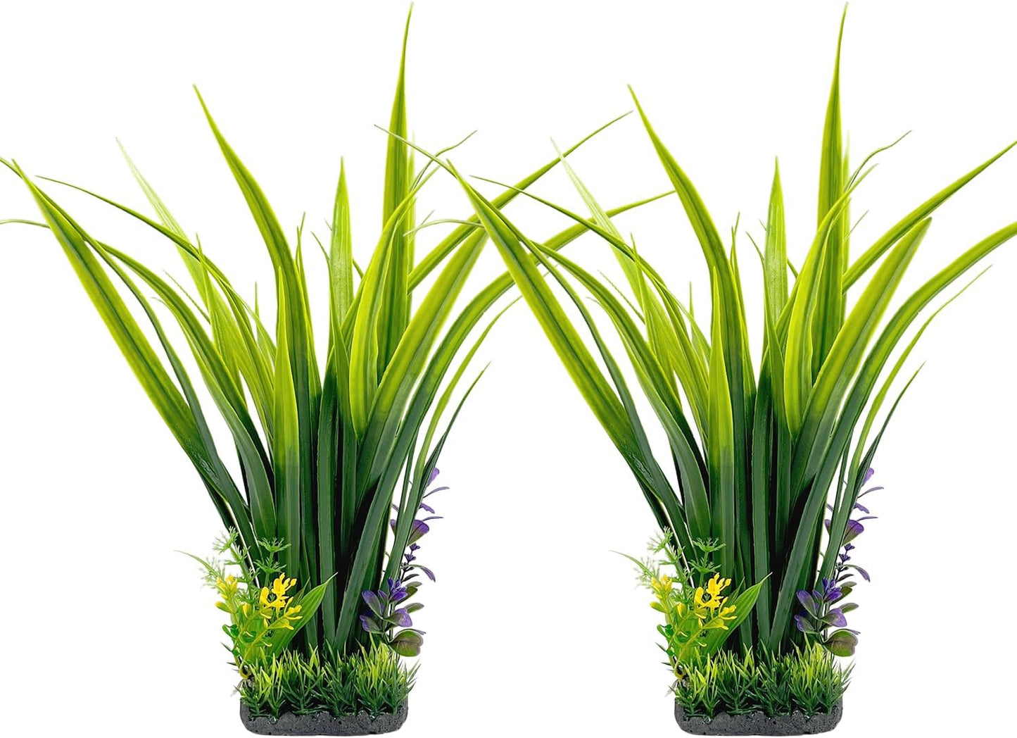 Aquarium Plants Plastic, 2-Pack, 14.2-inch-Tall Artificial Aquarium Plants, Decorations for Medium to Large Aquariums, Safe for All Fish (Green)
