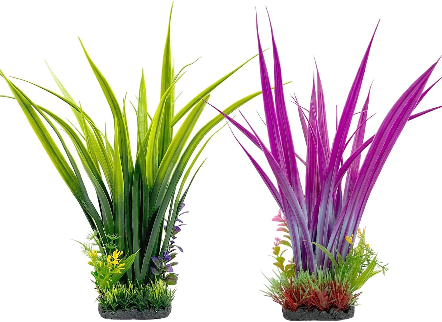 Aquarium Plants Plastic, 2-Pack, 14.2-inch-Tall Artificial Aquarium Plants, Decorations for Medium to Large Aquariums, Safe for All Fish (Green)