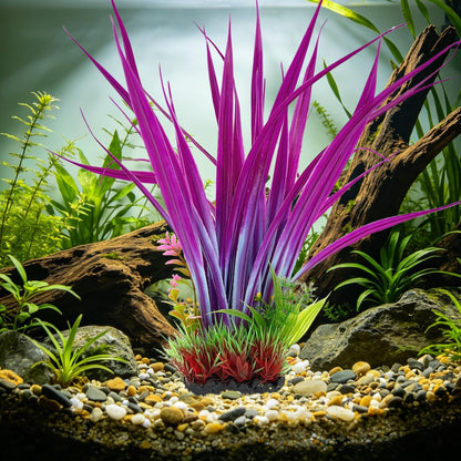 Aquarium Plants Plastic, 2-Pack, 14.2-inch-Tall Artificial Aquarium Plants, Decorations for Medium to Large Aquariums, Safe for All Fish (Green)