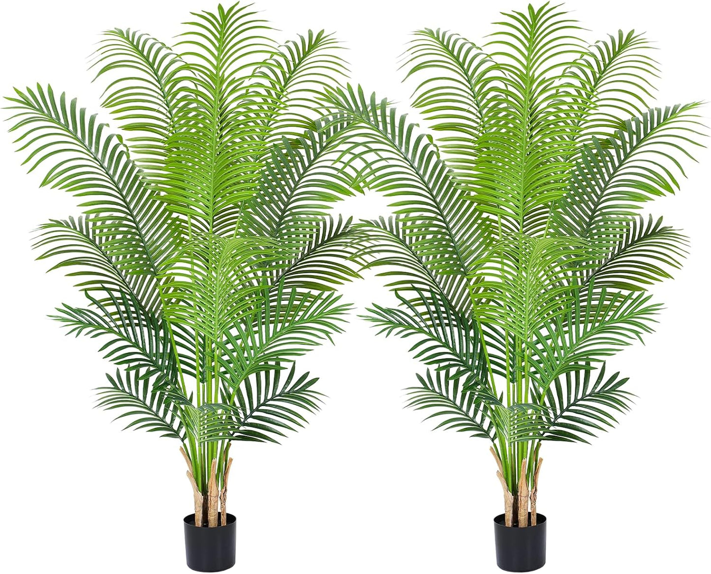 5ft Artificial Palm Tree Indoor Plant Tall Fake Tropical Paradise Palm Tree in Pot with Real Bark Design Faux Areca Palm Tree for Home Office Living Room Bedroom Farmhouse Modern Decor 2pcs
