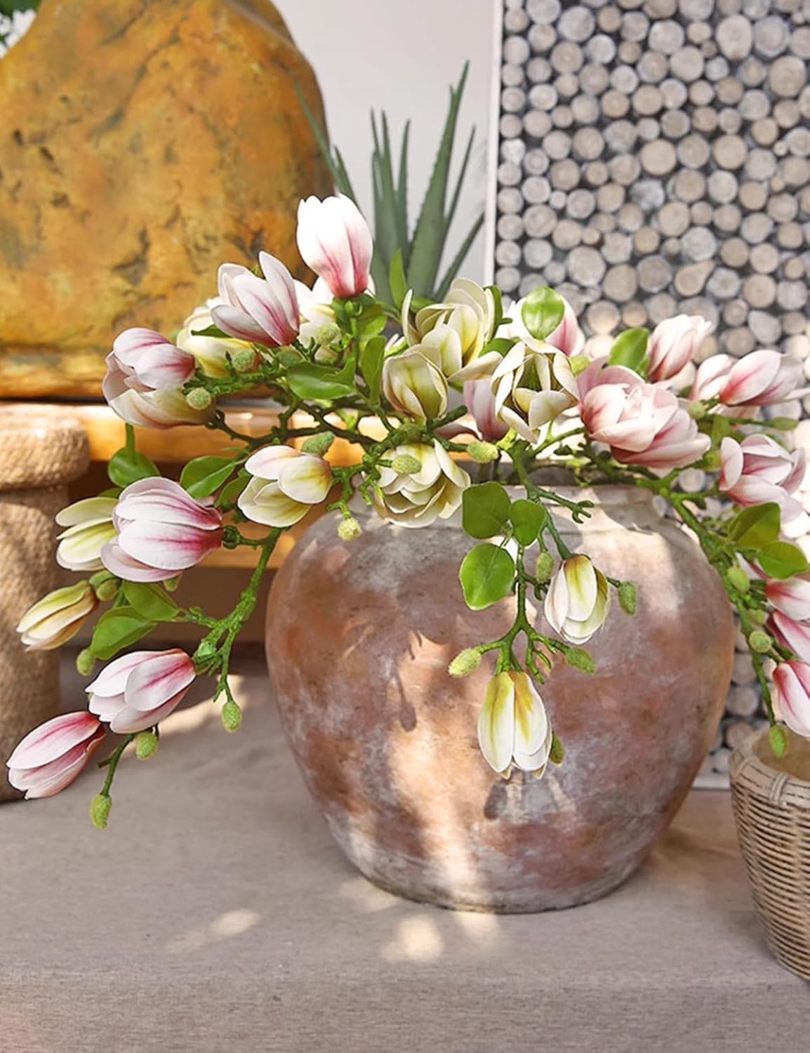 Elegant Artificial Magnolia Flower Stems Branches