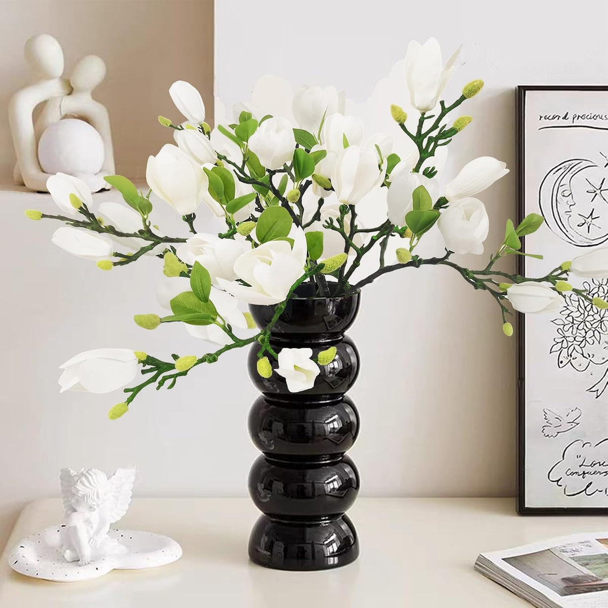 Elegant Artificial Magnolia Flower Stems Branches