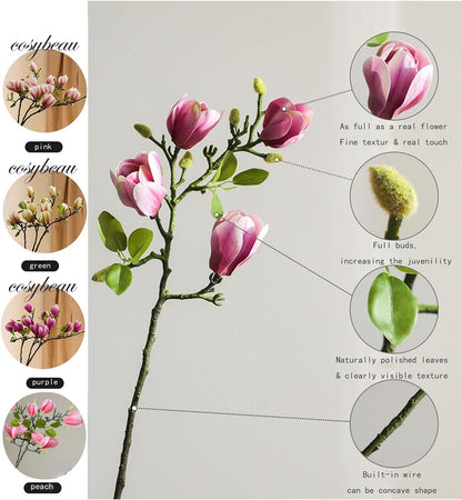 Elegant Artificial Magnolia Flower Stems Branches