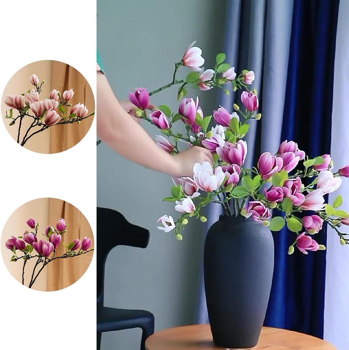 Elegant Artificial Magnolia Flower Stems Branches