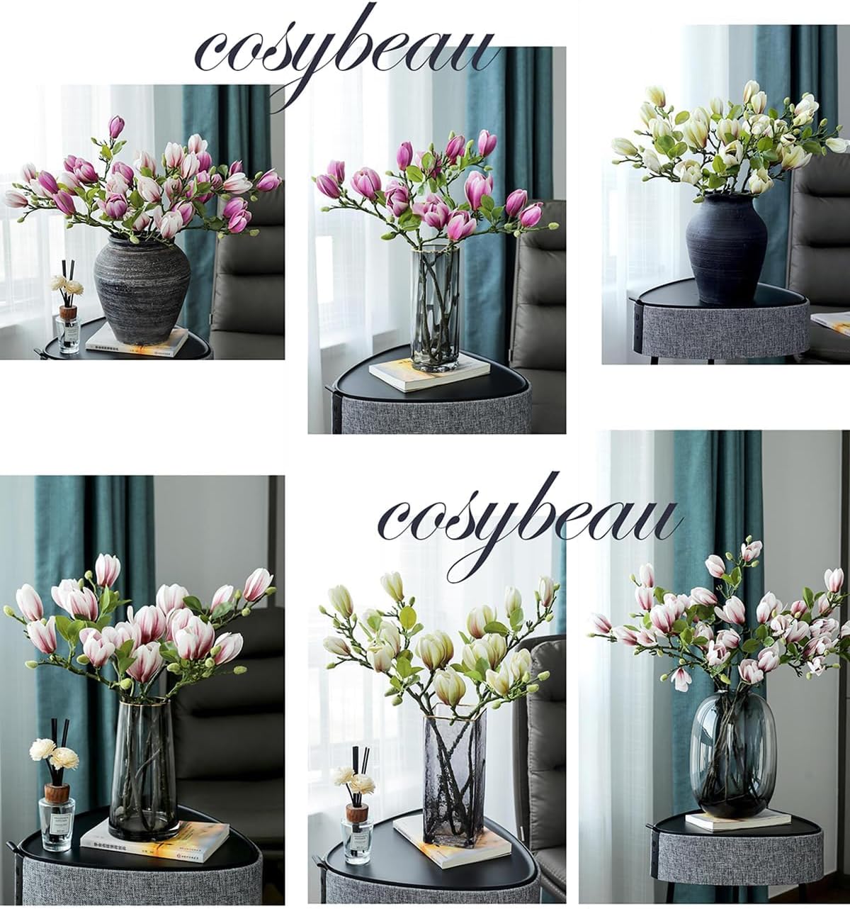 Elegant Artificial Magnolia Flower Stems Branches