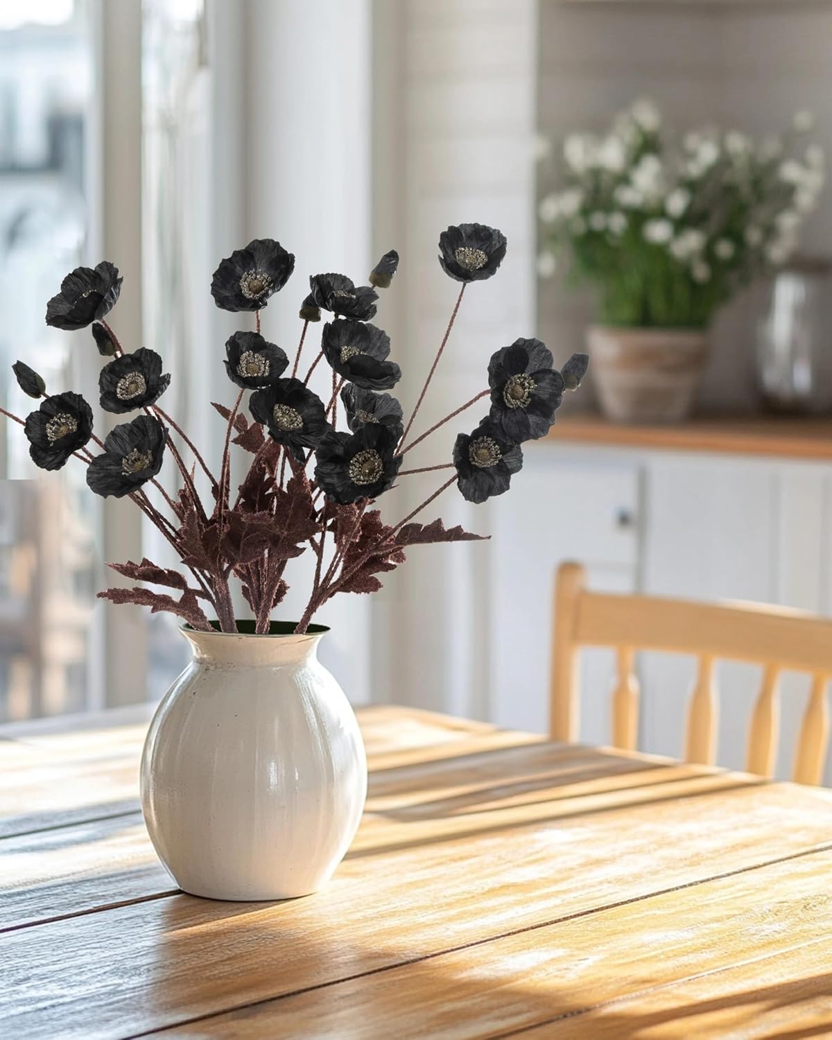 Artificial Poppies Flowers 6 Stems, Lifelike Silk Fake Flowers with Buds for Spring Wedding, Dining Table, Home and Office Decoration(Orange Red)