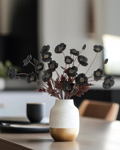 Artificial Poppies Flowers 6 Stems, Lifelike Silk Fake Flowers with Buds for Spring Wedding, Dining Table, Home and Office Decoration(Orange Red)