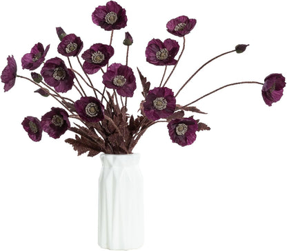Artificial Poppies Flowers 6 Stems, Lifelike Silk Fake Flowers with Buds for Spring Wedding, Dining Table, Home and Office Decoration(Orange Red)