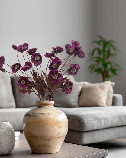 Artificial Poppies Flowers 6 Stems, Lifelike Silk Fake Flowers with Buds for Spring Wedding, Dining Table, Home and Office Decoration(Orange Red)