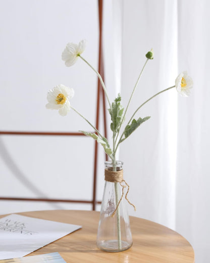 Artificial Poppies Flowers 6 Stems, Lifelike Silk Fake Flowers with Buds for Spring Wedding, Dining Table, Home and Office Decoration(Orange Red)
