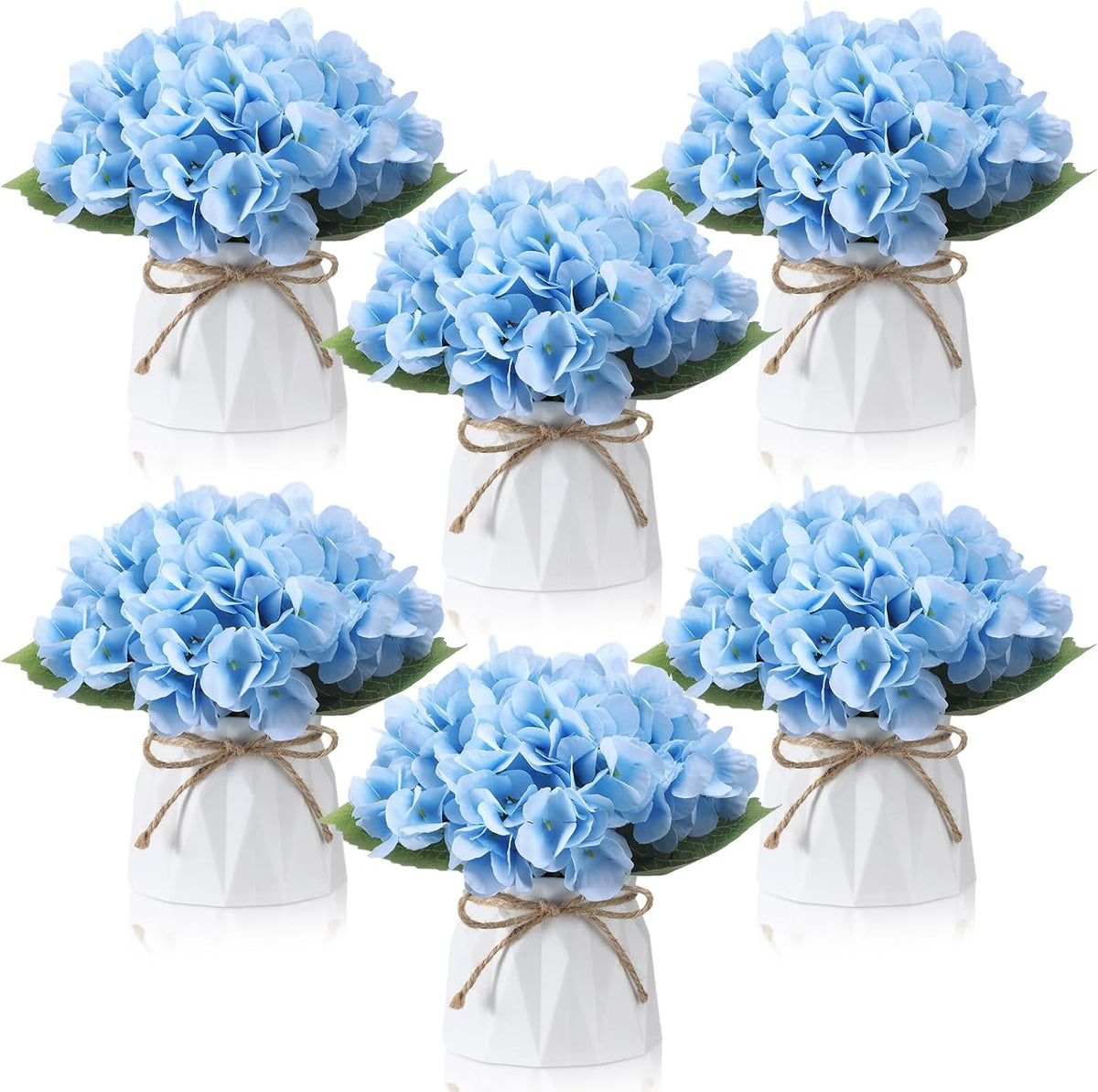 6 Set Hydrangea Centerpieces for Tables, Blue Hydrangea
