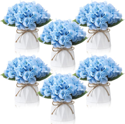 6 Set Hydrangea Centerpieces for Tables, Blue Hydrangea