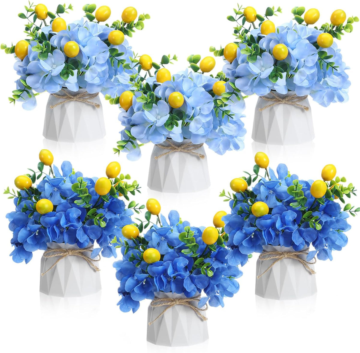6 Set Hydrangea Centerpieces for Tables, Blue Hydrangea