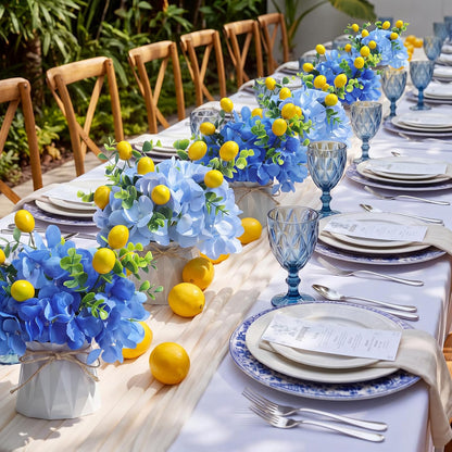 6 Set Hydrangea Centerpieces for Tables, Blue Hydrangea