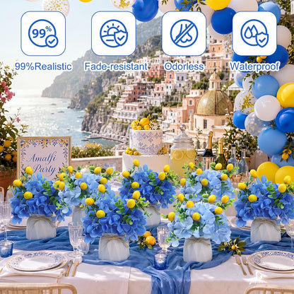 6 Set Hydrangea Centerpieces for Tables, Blue Hydrangea