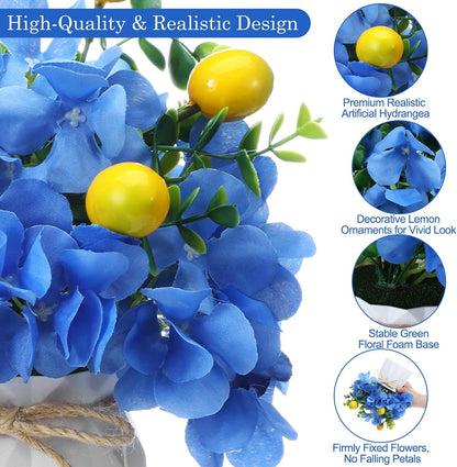 6 Set Hydrangea Centerpieces for Tables, Blue Hydrangea